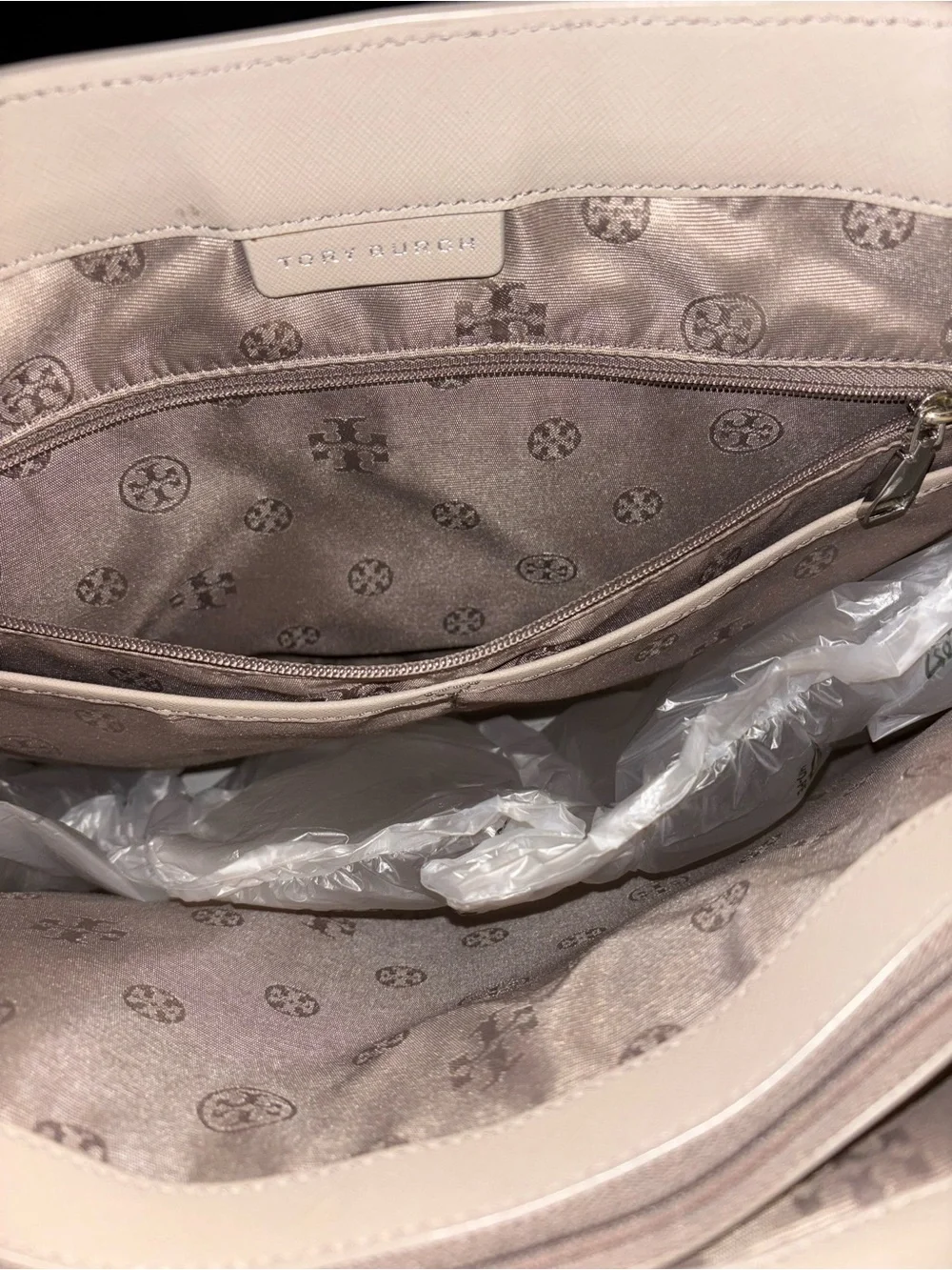 Tory Burch Gray Leather Saffiano Tote